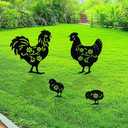 Flohuaer Chicken Metal Decorative Garden Stakes 4pcs Chicken for Women/Men Chicken Lovers Gifts Silhouette Statues for Outside Yard Art Outdoor Patio Lawn Ornaments Garden Decorations