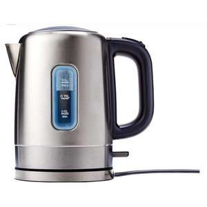 Basics Electric Stainless Steel Kettle for Tea and Coffee, BPAFree, Fast Boiling, Auto ShutOff, 1 Liter, 1500W, Black and Silver
