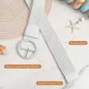 WHIPPY Wide Woven Belt for Women Rattan Braided Waist Belt Fashion Boho Straw Raffia Belt for Dresses (White)