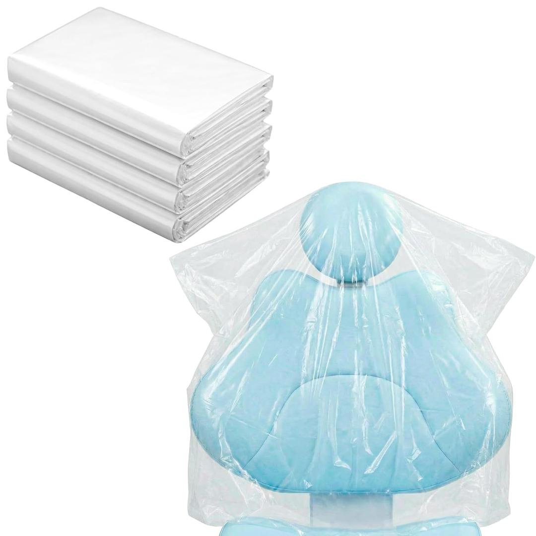 400 Pcs 27" x 24" Disposable Dental Half Chair Covers for Backrest, Headrest, Clear Waterproof Protection for Dental, Exam Table, Medical, Salon and Spa Chairs