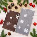 Preboun 2 Pcs Winter Hand Towels Christmas Snowflakes Bathroom Towels Cotton Soft Absorbent Bathroom Kitchen Decoration for Drying, Cleaning, Cooking, 13.7 x 29.5inch