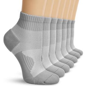 DHSO 7 Pairs Cushioned Ankle Compression Socks for Women Running Wicking Socks with Arch Support, S-M