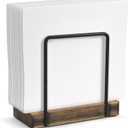 Napkin Holder for Table, Wood Iron Standing Napkin Dispenser for Dining Table Farmhouse Cocktail Picnic Rustic Wooden Holders All Kitchen Dining Room Decor Black & Farmhouse Brown (5.78*2.51*5.04 inch)