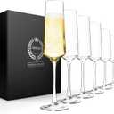 Generic Chouggo Champagne Flutes Set of 6 Hand Blown Crystal Champagne Glasses Hand Crafted by Artisans Premium Crystal Gift for Birthday 8oz Clear 6 Count Pack of 1 CG 01