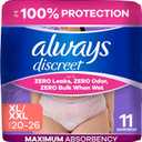 Always Discreet Reimagined Adult Diapers for Women, Maximum Absorbency Incontinence and Postpartum Underwear Size XL/XXL, Up to 100% Leak Free Bladder Leak Protection, 32 Count​