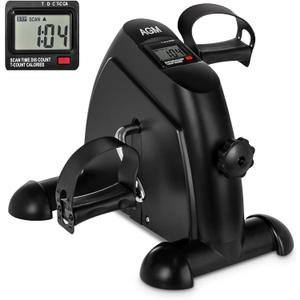Mini Exercise Bike, AGM Under Desk Bike Pedal Exerciser Foot Cycle Arm & Leg Pedal Exerciser with LCD Screen Displays (Black)