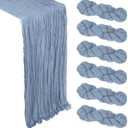 6 Pack Dusty Blue Cheesecloth Table Runner 10Ft Gauze Cheese Cloth Table Runner 35x120 Inch Boho Sheer Rustic Fabric for Party Decor Baby Shower Summer Wedding Centerpiece Home Table Decorations