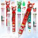 Kosiz 12 Pcs Christmas Multicolor Ballpoint Pens, 10 in 1 Santa Claus Reindeer Xmas Tree Retractable Pens 0.7 mm for Office Christmas Prize Gift Goodie Bag Stuffers Xmas Party Favor