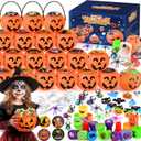 288PCS Halloween Party Favors - Prefilled Mini Plastic Pumpkin Cauldrons with Halloween Toys & Goodies | Kids & Adults Trick or Treat Gifts for Classroom, Home & Carnival