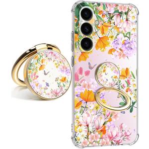 for Samsung Galaxy A56 Case 5G 6.6", [10FT Military Grade Drop Test] Flowers Soft Slim TPU Protective Shockproof Phone Case CoverSummer Overture with Holder