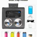 KEMIMOTO Pontoon Cup Holders, Anti-Slip PU Leather Boat Cup Holder, Marine Drink Holder, Boat Tray, Organizer for Trucks, Stainless Steel Cups for Pontoon Boats, Sofa, Truck, Car Back Seat (Black)