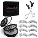 Magnetic Eyelashes, 4 Pairs Reusable Magnetic Lashes with Applicator Natural Look, Easy to Wear & No Glue Needed