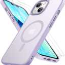 Miracase Magnetic for iPhone 13 Case 6.1 inch (Compatible with MagSafe)with 2X Screen Protectors Military-Grade Protection, Anti-Fingerprint Translucent Matte Phone Case Cover, Light Purple