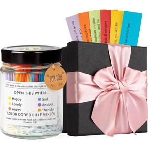 Bible Verse Jar  Christian Gifts for Women and Girls, Christmas Gift for Mom, Baptism Gift for Sister, and a Religious Soul Present for Inspirational, Encouraging, Motivational, Healing, and Faith (pink)