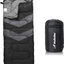 MalloMe Sleeping Bags for Adults Cold Weather & Warm - Backpacking Camping Sleeping Bag for Kids 10-12, Girls, Boys - Lightweight Compact Camping Essentials Gear Accessories Hiking Sleep Must Haves (32-65°F Plush Comfort - Black)