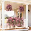 2 x Artificial Flowers for Outdoors Faux Hanging Plants Spring Summer Decoration, 2 Pcs Fake Silk Floral Realistic Outside Flowers UV Resistant No Fade for Planter Pot Porch Patio Window Yard Decor