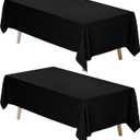 Fixwal Black Tablecloth Rectangle 70 x 120 Inch, 2 Pack 6-8ft Polyester Fabric Table Cloths Rectangular Table Covers for Party, Banquet, Dining, Birthday, Wedding