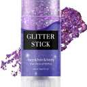 Purple Body & Face Glitter Stick,WaterproofLong-LastingSparkling for Singer Concert Outfits, Festival Rave Mermaid Accessories Chunky Glitter Makeup for Women (03# Purple)