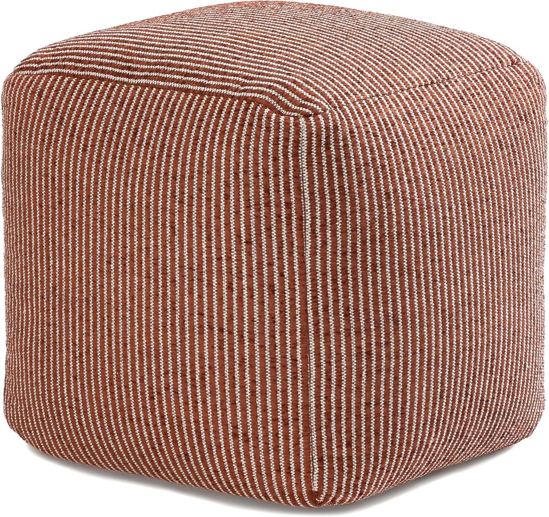 Anji Mountain Pouf Ottoman Foot Rest, Handmade Ottoman Pouf, Comfortable Foot Stool, Decorative Floor Seating for Living Room Decor, Bedroom & Home Dcor Accent - Teak