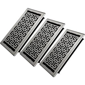 Floor Registers 6x14 Inches - 3 Pack Heavy Duty Walkable Steel Floor Vents Ease Adjust Air Flow Direction Vent Covers for Home Floor Satin Nickel Floor Vent Covers