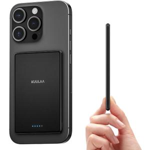 Kuulaa Power Bank Ultra Slim, 0.28 in MagSafe PowerBank 5000 mAh, PD20W Small Power Bank, Magnetic Wireless External Mobile Phone Batteries for iPhone 16 Pro/15/14/13/12 Series (Black)