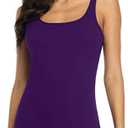 V FOR CITY Women's Cotton Tank Top with Shelf Bra Adjustable Wider Strap Camisole Basic Cami Tanks, Size: XL