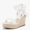 Syktkmx Womens Braided Wedge Espadrille Sandals Lace Up Slingback Open Toe Summer Platform Heeled Shoes Size 9,5