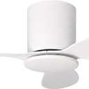 25 Inch Small Ceiling Fan Without Light, Low Profile, White, Medium