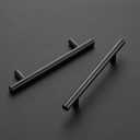 5 Pack 4 Inch Black Cabinet Handles - Matte Finish Pulls for Dresser Drawers - Stainless Steel Kitchen Cabinet Handles - 6-3/8 Inch Overall Length