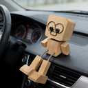 Car Dashboard & Desk Decorations, Shaking Wooden Man Figurine, Funny Desktop Decor Car Accessories, Shaking Feet Wooden Doll Car Dashboard with 12pcs Magnetic Expressions