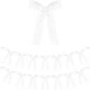 White Bow Garland Banner 2 Strings 18PCS, Pre-Strung Satin Ribbon Bow Ornaments for Birthday, Baby Shower, Bridal Shower, Wedding, Bachelorette Party, Engagement, Anniversary, Graduation Decor