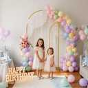Gold Metal Arch Backdrop Stand for Wedding & Birthday Party Decorations, Foldable Balloon Arch Frame with Easy Assembly, Photo Booth Backdrop Dcor with Fairy Lights Options