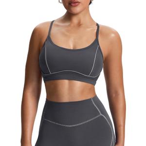 Aoxjox Women's Workout Sports Bras Fitness Training Gym Lexi Lined Bra Yoga Crop Tank (Iron Grey/Grey) S