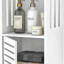 Narrow Bathroom Storage Cabinet, 4-Tier Slim Organizer with Door and Open Shelf for Toilet Small Spaces, White, 7.9" D x 9.8" W x 29.5" H