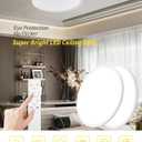 2Pack 16 Inch Remote Control Dimmable LED Flush Mount Ceiling Light Panel,32W 3840LM,2700K-6000K Adjustable Color,Ultra Thin Round Ceiling Light Fixture for Hallway Kitchen Bedroom Home Office (White)