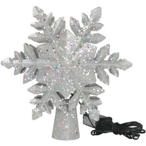 ME JO Christmas Tree Topper | Christmas Tree Decoration Hollow Glitter Snowflake with 3D Rotating LED | with 6 Projection Plug in Star Christmas Tree Projector for Indoor Office Xmas New Year