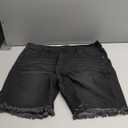 Utyful Women Summer Frayed Ripped Bermuda Shorts Distressed Denim Jeans Short (Medium, Raw Hem-black)
