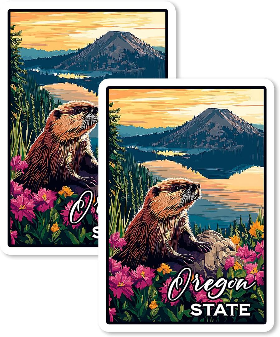 Oregon State Magnet 4 Inch 2-Pack Collectible Map Beaver  Strong Vinyl Decorative Travel Magnets for Fridge Locker Kitchen Office  Cute Fun Aesthetic Cool Durable & Long-Lasting Souvenir ID44999