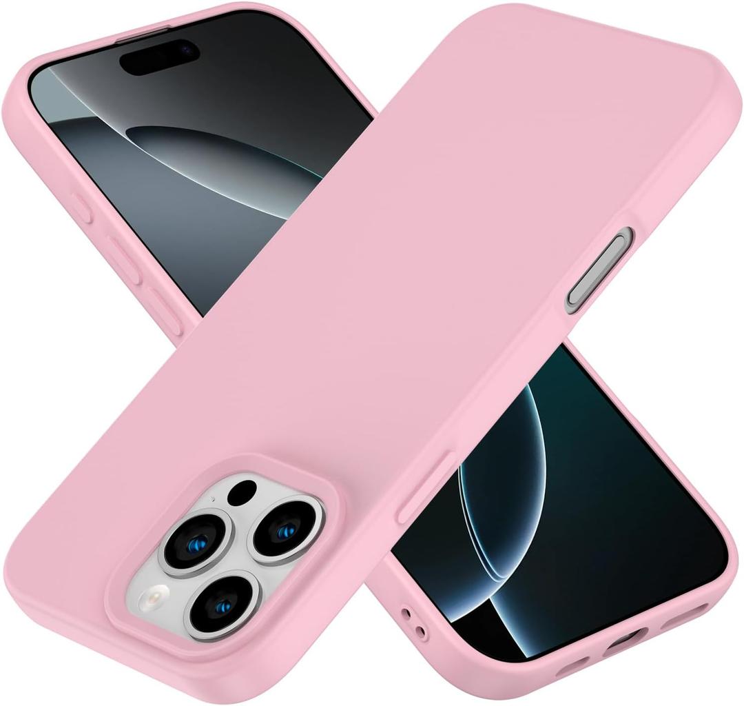 Designed for iPhone 16 Pro Max Case, Silicone Ultra Slim Shockproof Phone Case with Soft Anti-Scratch Microfiber Lining, [Enhanced Camera Protection] Phone Case for 16 Pro Max, (Pink)
