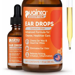 PUAINTA Dog Ear Cleaner, Natural Dog Ear Drops and Infection Treatment, Quantum Silver Dog Ear Cleaning Solution for Itching, Irritation & Wax Build-Up,1oz, Expires on 06/24/2028
