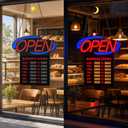 Programmable LED Open Sign with Business Hours, Remote Control， Business Hour Sign, Ultra Bright Large 21.26" x 23.62" LED Open Signs for Business Storefront Window, Coffee, Bakery, Bar, Salon