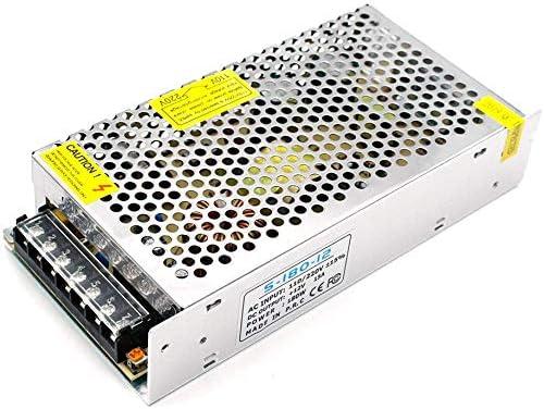 inShareplus 12V 15A 180W, DC Universal Regulated Switching Power Supply, 100-240V AC to DC 12 Volt LED Driver, Converter, Transformer for LED Strip Light, CCTV, Computer Project, 3D Printer