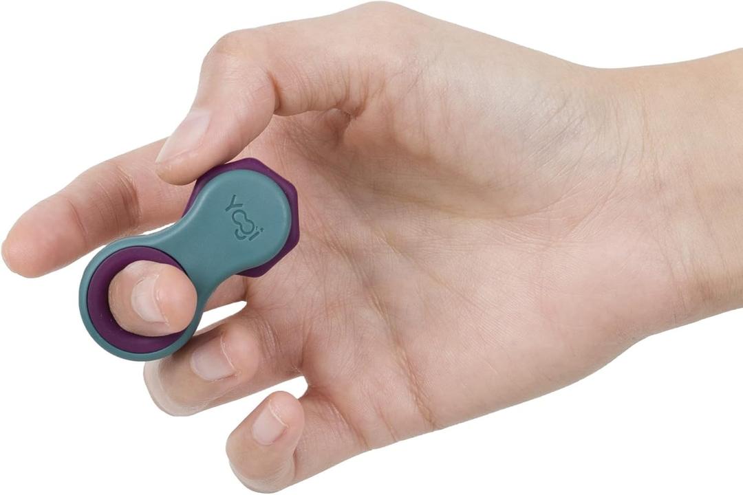 Yogi Fidget Toy for Adults & Kids  Sensory Stress Relief Spinner with 5 Silicone Finger Rings  Quiet Desk Fidget for Focus at Work, School & Travel (Aurora) (Turquoise-purple)