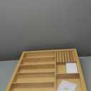 VaeFae Extra Large Kitchen Utensil Holder, Bamboo Silverware Drawer Organizer, Expandable Cutlery Organizer with Knife Block, Multifunctional Drawer Divider (17.91" to 31.1" wide)