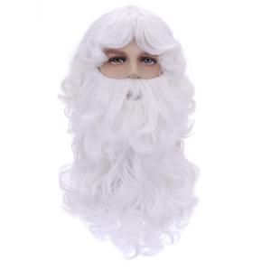 White Wig and Mustache for Mens Long Curly White Wig and Beard Set for Cosplay Halloween Mustache Costume Wig