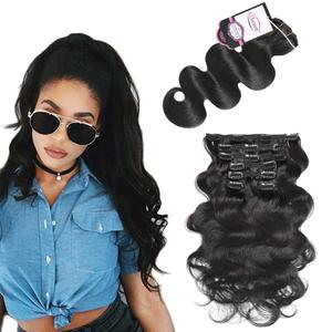 Clip In Hair Extensions Real Human Human Hair Jet Black Hair Clip Ins for Black Women Human Hair Remy Seamless Clip In Hair Extensions Urbeauty Wavy Clip Ins Body Wave Virgin Hair Extensions, 20inch