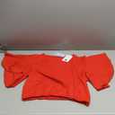 Fooullaide Womens Summer Piece Outfit Set Crop Top Butterfly Sleeve, red, Size large