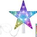 Christmas Star Tree Topper 9.5inch 17 Colors 8 Dynamic Modes with Versatile Remote Controller 3AA Battery Powered for Christmas Tree Dcor