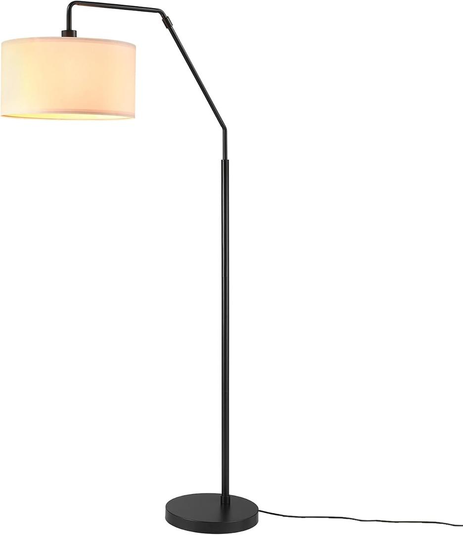 Globe Electric 65" Matte Black Floor Lamp with White Fabric Shade
