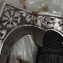 SHINY CRAFTS -Axes viking axe real weapon mens axes gifts for him- with Black Etching Authentic Medieval Pizza Cutter Axe, Norse Pizza Axe Gift, Carbon Steel Viking Axe with Sheath (SCA-027)